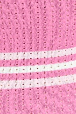 Pink Stripe Knit Dress Sleeveless Midi -Midi Dresses Style DD3176 12PB STRIPE 6
