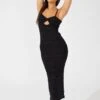 Black Knit Dress Twisted Bust Midi -Midi Dresses Style DD3177 12PB BLACK 1