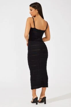 Black Knit Dress Twisted Bust Midi -Midi Dresses Style DD3177 12PB BLACK 5