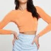 Orange Crop Top Long Sleeve -Midi Dresses Style bandeau semi crop orange crop top long sleeve 32965910757569