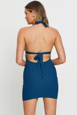 Blue Knit Dress Halter Neck 11 Blue Knit Dress Halter Neck -Midi Dresses Style bodycon dress blue knit dress halter neck 32965201658049