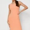 Orange Bodycon Dress Sleeveless Knit