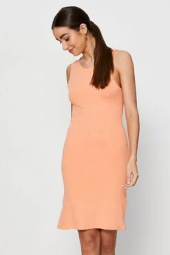 Orange Bodycon Dress Sleeveless Knit -Midi Dresses Style bodycon dress orange bodycon dress sleeveless knit 32965203722433