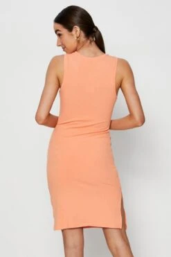 Orange Bodycon Dress Sleeveless Knit -Midi Dresses Style bodycon dress orange bodycon dress sleeveless knit 32965203787969