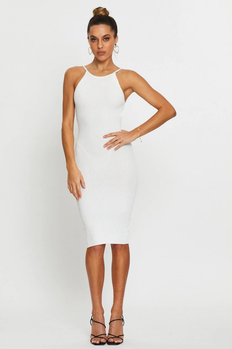 White Bodycon Dress Knit 5 White Bodycon Dress Knit - Image 3