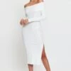 White Midi Dress Off Shoulder Long Sleeve -Midi Dresses Style bodycon dress white midi dress off shoulder long sleeve 32965208244417