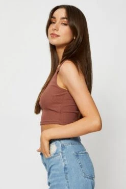 Brown Crop Top -Midi Dresses Style bralet brown crop top 32965924946113