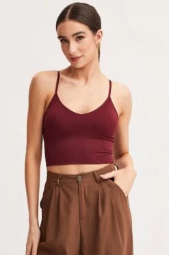 Red Crop Singlet Top Seamless