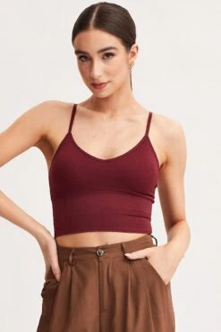 Red Crop Singlet Top Seamless -Midi Dresses Style bralette red crop singlet top seamless 32964772823233