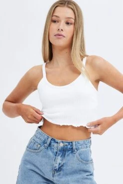 White Crop Singlet Top Round Neck -Midi Dresses Style bs1944 84jb white 3