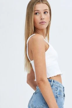 White Crop Singlet Top Round Neck -Midi Dresses Style bs1944 84jb white 4