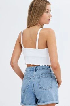 White Crop Singlet Top Round Neck -Midi Dresses Style bs1944 84jb white 5