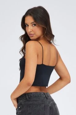 Black Singlet Crop Top Square Neck -Midi Dresses Style bs1959 84jb black 5