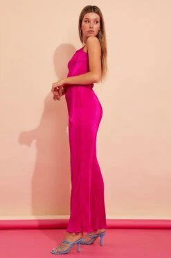 Pink Plisse Pants -Midi Dresses Style bt12595x f4 hot pink 4