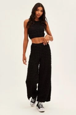 Black Wide Leg Pants -Midi Dresses Style bt12615x f4 black 3
