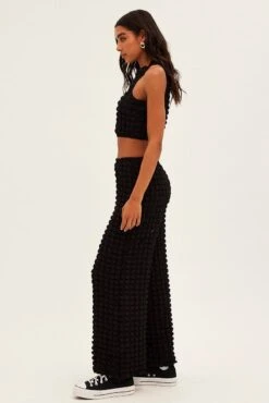 Black Wide Leg Pants -Midi Dresses Style bt12615x f4 black 4
