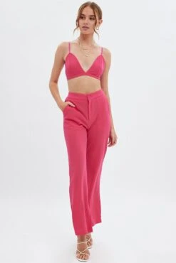 Pink High Waist Pants -Midi Dresses Style bt13356x f3 hot pink 3