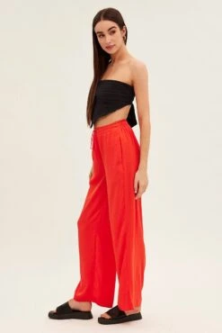 Orange Full Length Fluid Pant -Midi Dresses Style bt1480 47nb orange 4