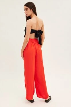 Orange Full Length Fluid Pant -Midi Dresses Style bt1480 47nb orange 5