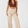Beige Wide Leg Pants High Rise -Midi Dresses Style bt2248a 33pb beige 1