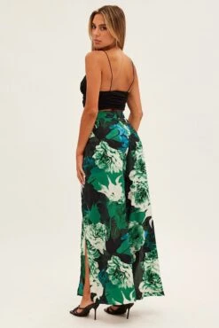 Abstract Print Wide Leg Pants High Rise Front Split -Midi Dresses Style bt2275d 81p abstract p 5