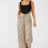 Beige Animal Print Wide Leg Pants High Rise -Midi Dresses Style bt2335c 34pb animal pri 1