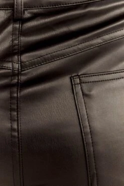 Black Wide Leg Pants High Rise Faux Leather -Midi Dresses Style bt2562 33p black 7