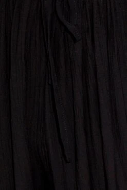 Black Wide Leg Pants High Rise Elastic Waist -Midi Dresses Style bt2754 47p black 6