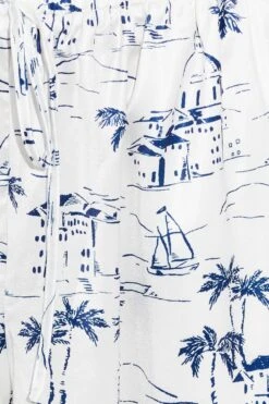 Blue Abstract Pant Elastic High Waist Wide Leg Printed Satin -Midi Dresses Style bt3001a 33mb abstract 6