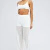 White Wide Leg Pants Elasticated Waist -Midi Dresses Style bt3068x 47pb white 1