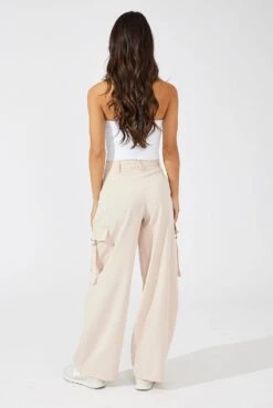 Beige Wide Leg Pants Low Rise -Midi Dresses Style bt3179 47pb beige 5