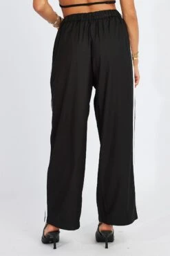 Black Wide Leg Pants Side Stripe -Midi Dresses Style bt3672 84pb black 5