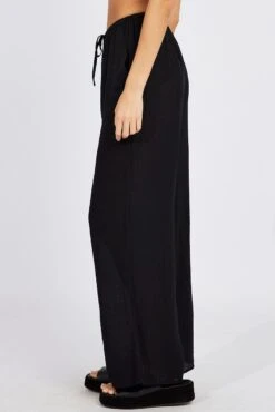 Black Wide Leg Pants Textured Fabric 11 Black Wide Leg Pants Textured Fabric -Midi Dresses Style bt3674x 47p black 4