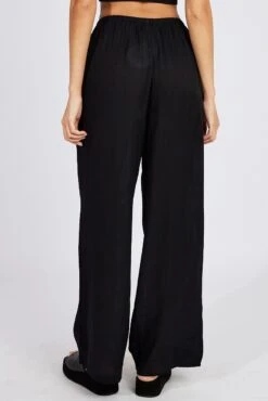 Black Wide Leg Pants Textured Fabric 12 Black Wide Leg Pants Textured Fabric -Midi Dresses Style bt3674x 47p black 5