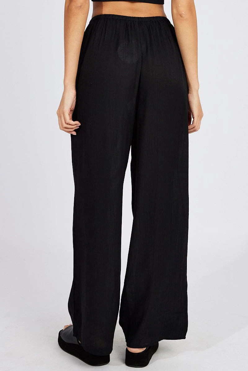 Black Wide Leg Pants Textured Fabric 7 Black Wide Leg Pants Textured Fabric - Image 5