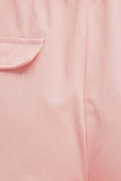 Pink Cargo Pant Wide Leg Elastic Waist Cotton Twill -Midi Dresses Style bt9249 81mb pale pink 6