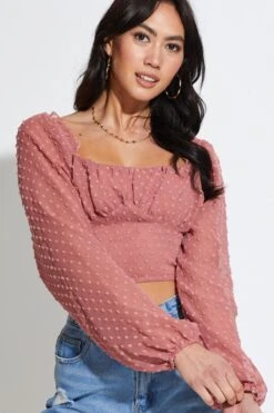Pink Crop Top Long Sleeve Square Neck 11 Pink Crop Top Long Sleeve Square Neck -Midi Dresses Style cami green crop top long sleeve square neck 32967602110657