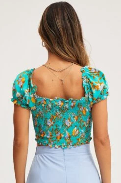 Print Crop Top Short Sleeve Round Neck -Midi Dresses Style cami print crop top short sleeve round neck 32967128875201
