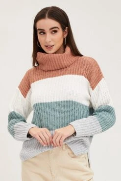 Stripe Knit Top Long Sleeve Relaxed Turtleneck 10 Stripe Knit Top Long Sleeve Relaxed Turtleneck -Midi Dresses Style crop knitted stripe knit top long sleeve relaxed turtleneck 32966373081281