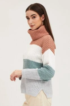 Stripe Knit Top Long Sleeve Relaxed Turtleneck 11 Stripe Knit Top Long Sleeve Relaxed Turtleneck -Midi Dresses Style crop knitted stripe knit top long sleeve relaxed turtleneck 32966373114049