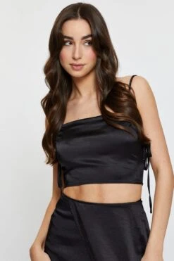 Black Cami Top Sleeveless -Midi Dresses Style crop top black cami top sleeveless 32966961594561