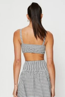 Check Crop Bralette Sleeveless Tie Up -Midi Dresses Style crop top check crop bralette sleeveless tie up 33007162163393