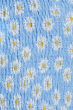 Print Shirred Puff Sleeve Top -Midi Dresses Style crop top floral print blue floral shirred puff sleeve top 32886551281857