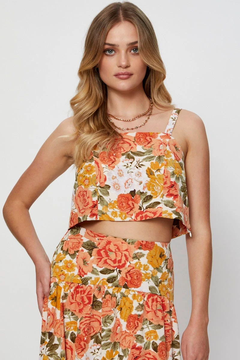 Floral Print Crop Top Sleeveless 3 Floral Print Crop Top Sleeveless