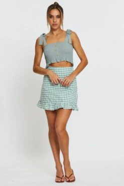 Green Singlet Top Sleeveless Tie Up -Midi Dresses Style crop top green singlet top sleeveless tie up 32966895304897