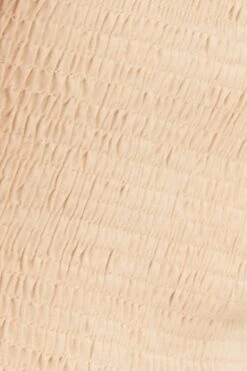 Beige Crop Top Puff Sleeve -Midi Dresses Style crop top nude crop top puff sleeve 33205338013889