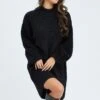Black Knit Dress Long Sleeve Turtleneck Oversized