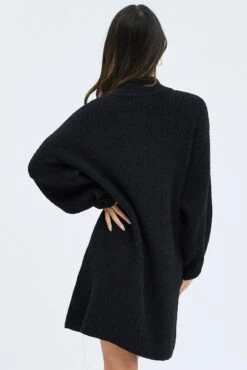 Black Knit Dress Long Sleeve Turtleneck Oversized 12 Black Knit Dress Long Sleeve Turtleneck Oversized -Midi Dresses Style dd0169 40cb black 5