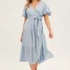 Blue Tie Waist Tiered Midi Dress -Midi Dresses Style dd11349e f blue 1