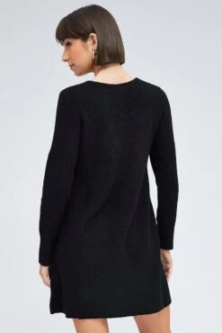Black Knit Dress Long Sleeve 12 Black Knit Dress Long Sleeve -Midi Dresses Style dd11879 40rb black 5